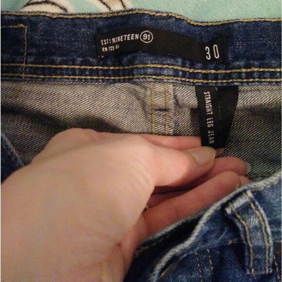 Cotton On Straight Leg Button Fly Distressed Jeans - Picture 4 of 6